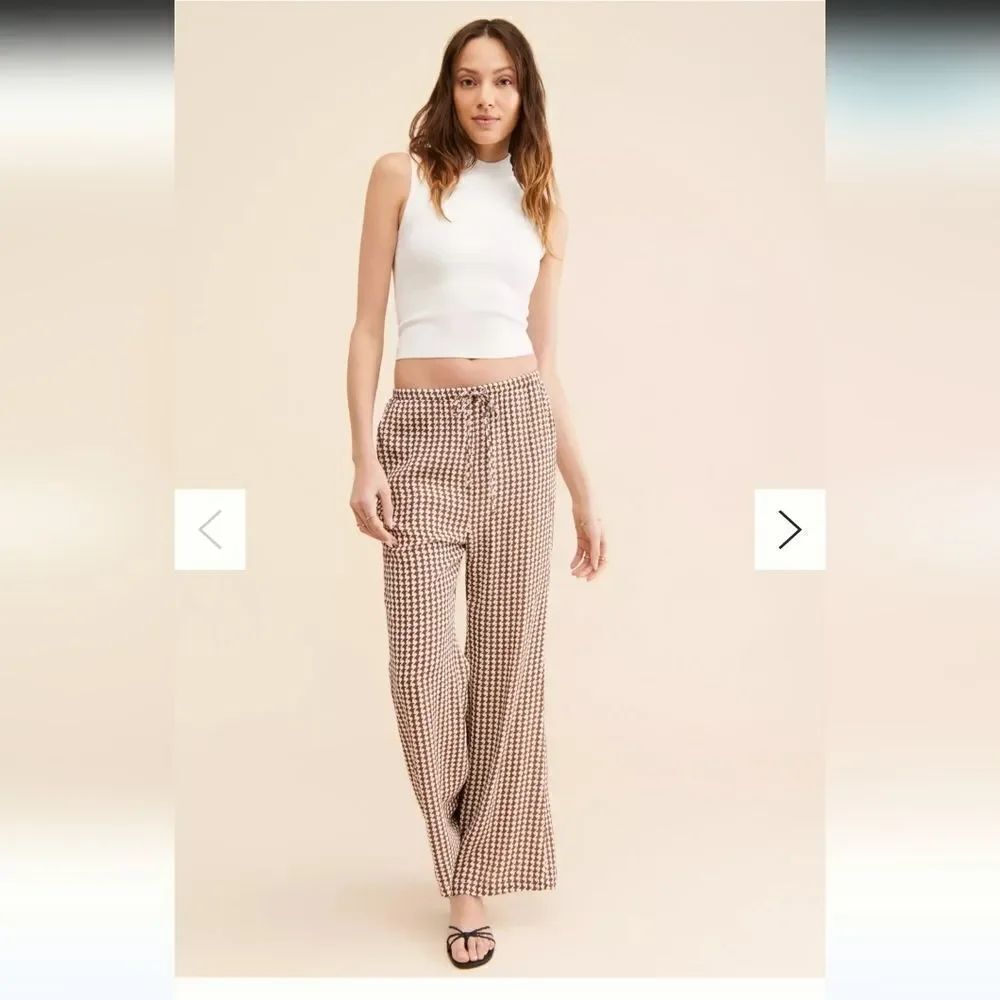 CHARLIE HOLIDAY LOLA HOUNDSTOOTH FLARE PANTS LINED SIZE XS/2